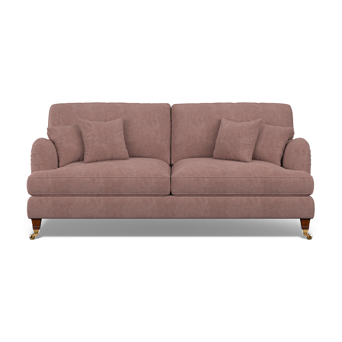Emeline Soft Brushed 4 Seater Sofa with Castor Legs old rose, ÉDITÉ