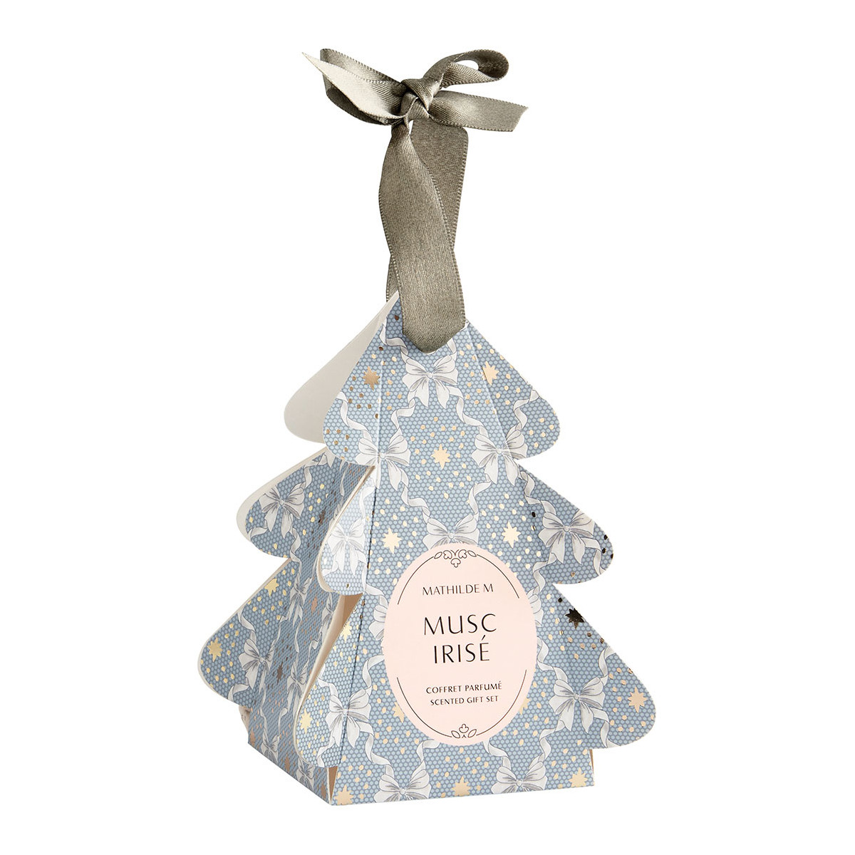 Coffret Surprises Sapin parfum Musc Irisé RUBANS DE FÊTE bleu, MATHILDE M