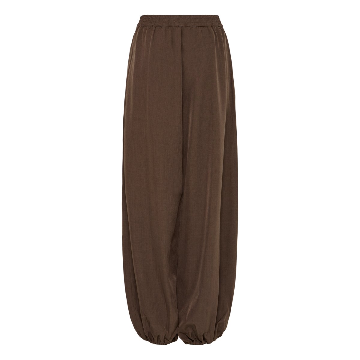 Pantalon taille haute, jambes larges, bas elastiqué slate black melange, ICHI
