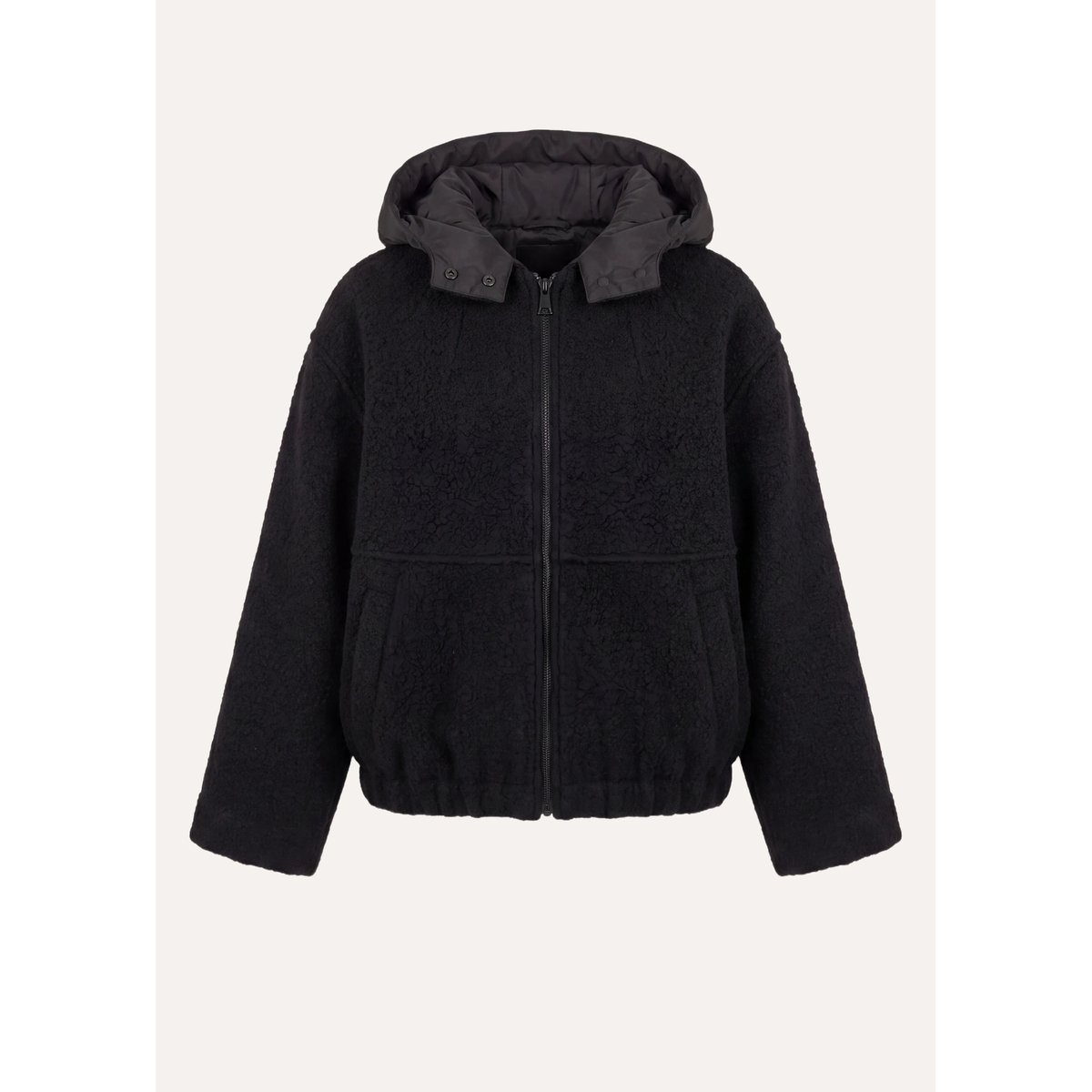 Blouson manches longues à capuche amovible noir, LA FEE MARABOUTEE
