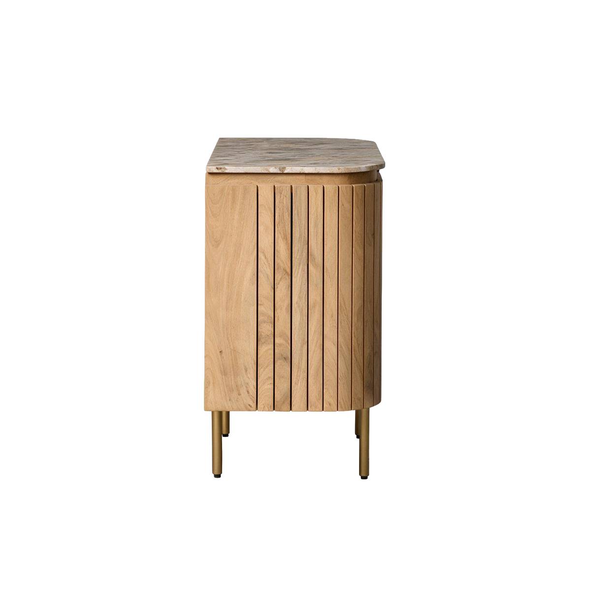 Buffet en marbre et bois de manguier CYRENE bois clair, MADE IN MEUBLES