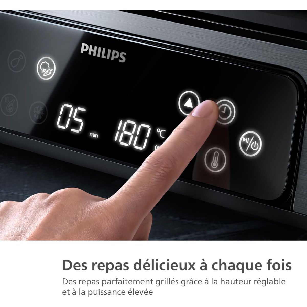 Grille-viande 7000 Series HD6307/70 noir sonde de cuisson, plaques amovibles, à poser, 29x26 cm couleur unique, PHILIPS