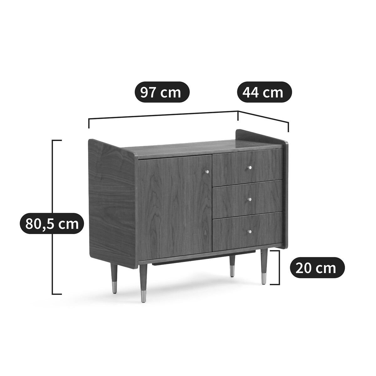 Klein vintage buffetkast in fineernotenhout, Ronda notenhout, LA REDOUTE INTERIEURS