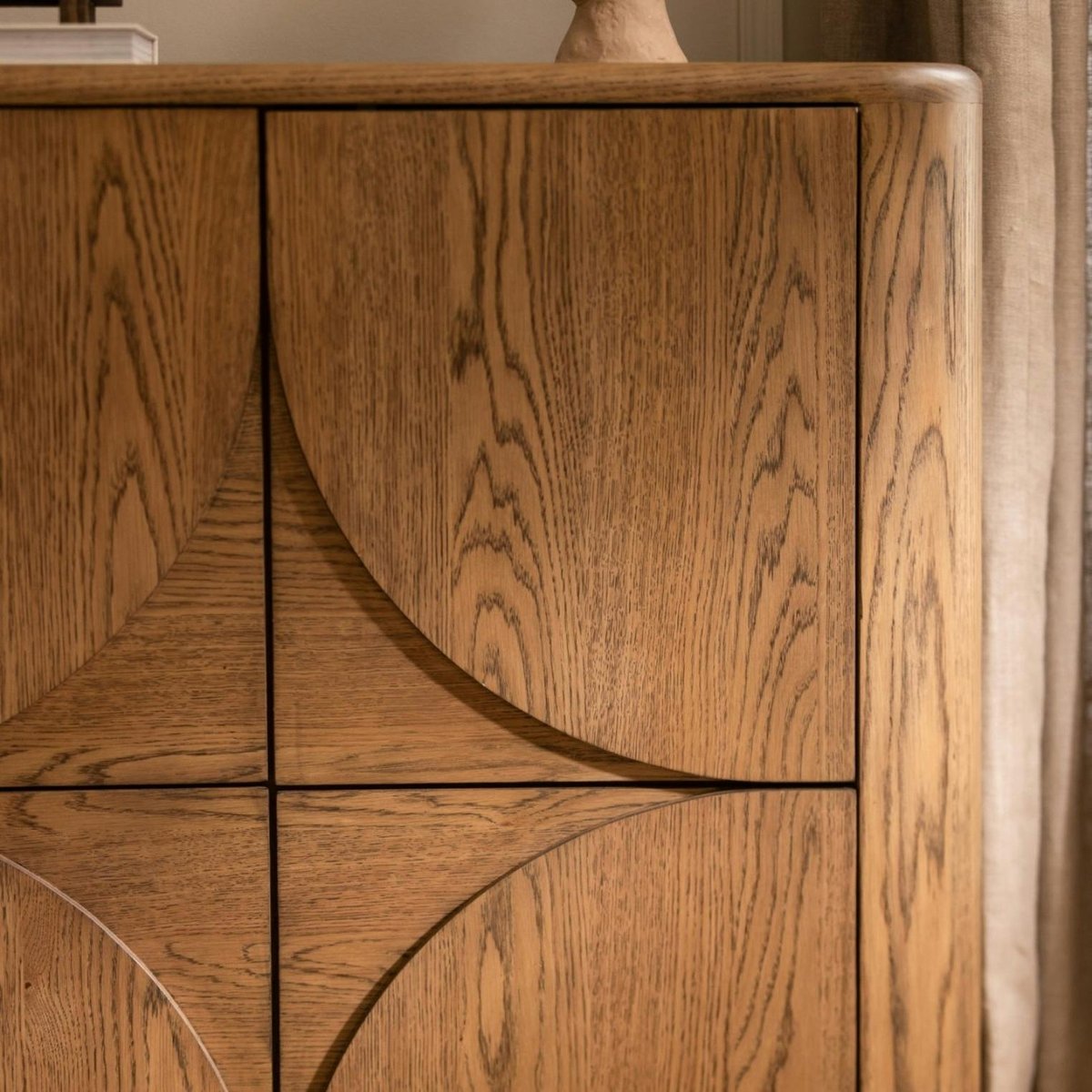 Buffet haut contemporain 4 portes KYOTO bois naturel, PIER IMPORT