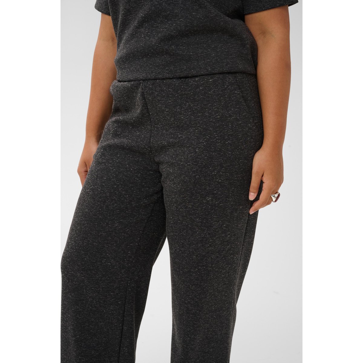 Pantalon casual gris dark grey melange, KAFFE CURVE