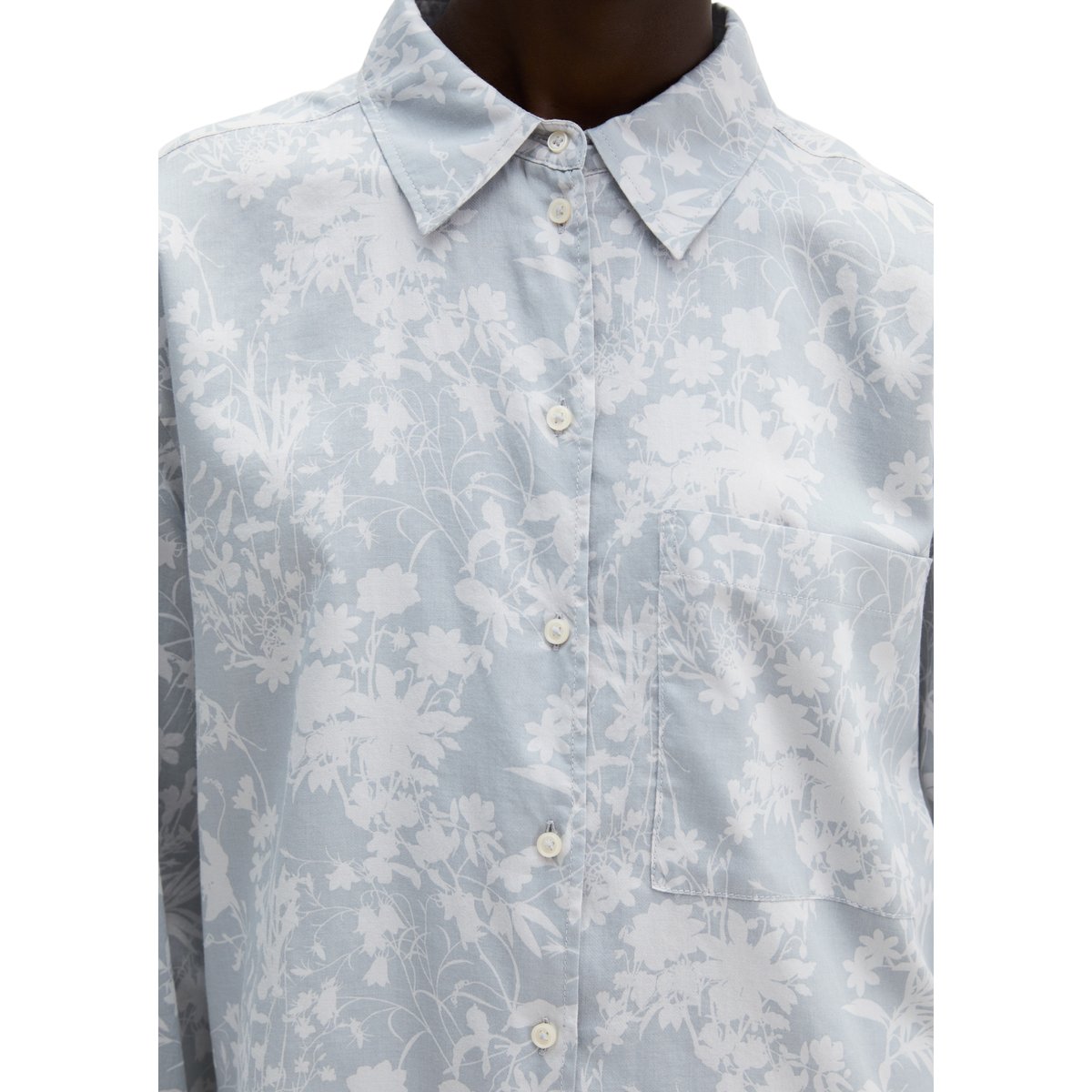 Chemisier ample imprimé en coton doux bleu, MARC O'POLO
