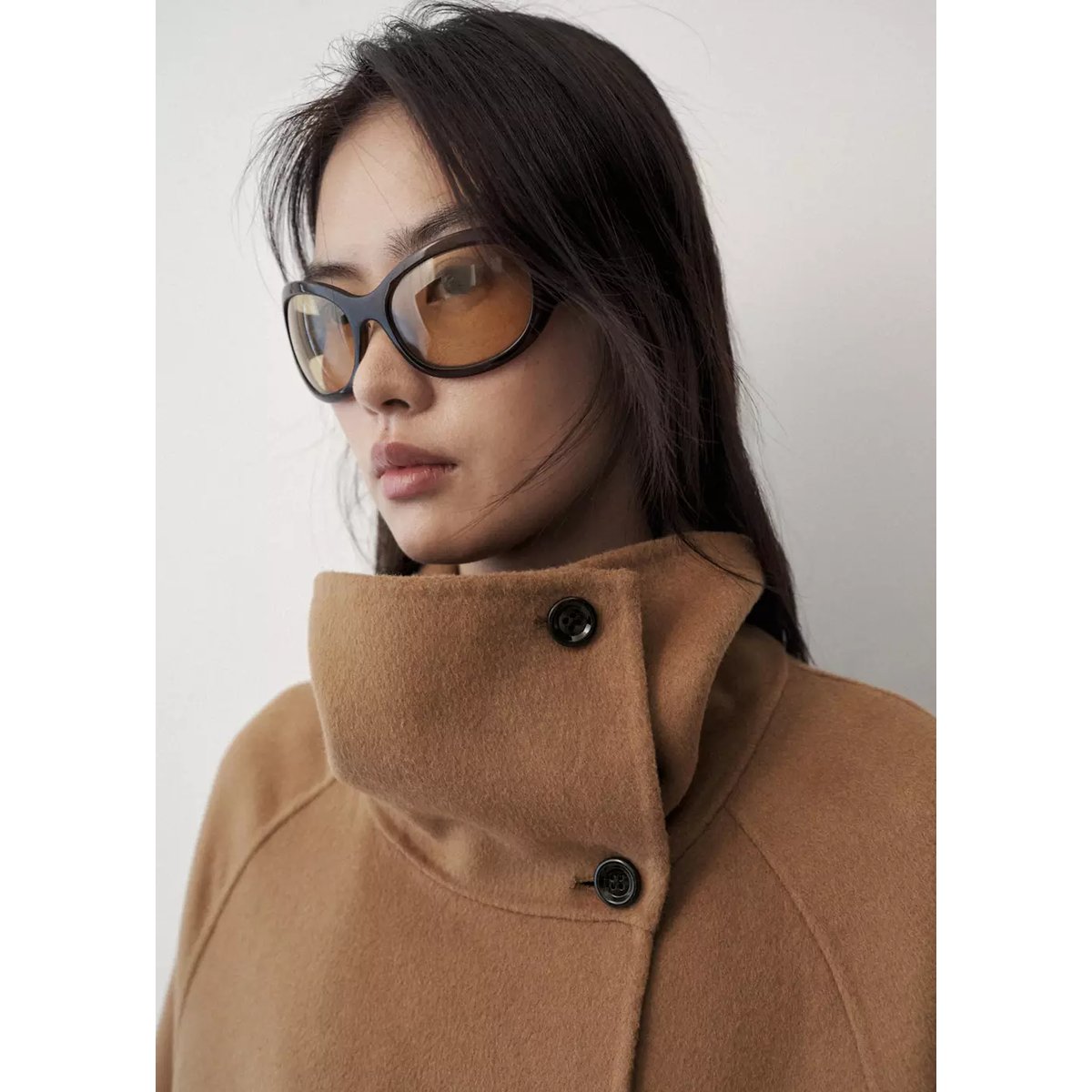 Manteau laine écharpe amovible marron moyen, MANGO