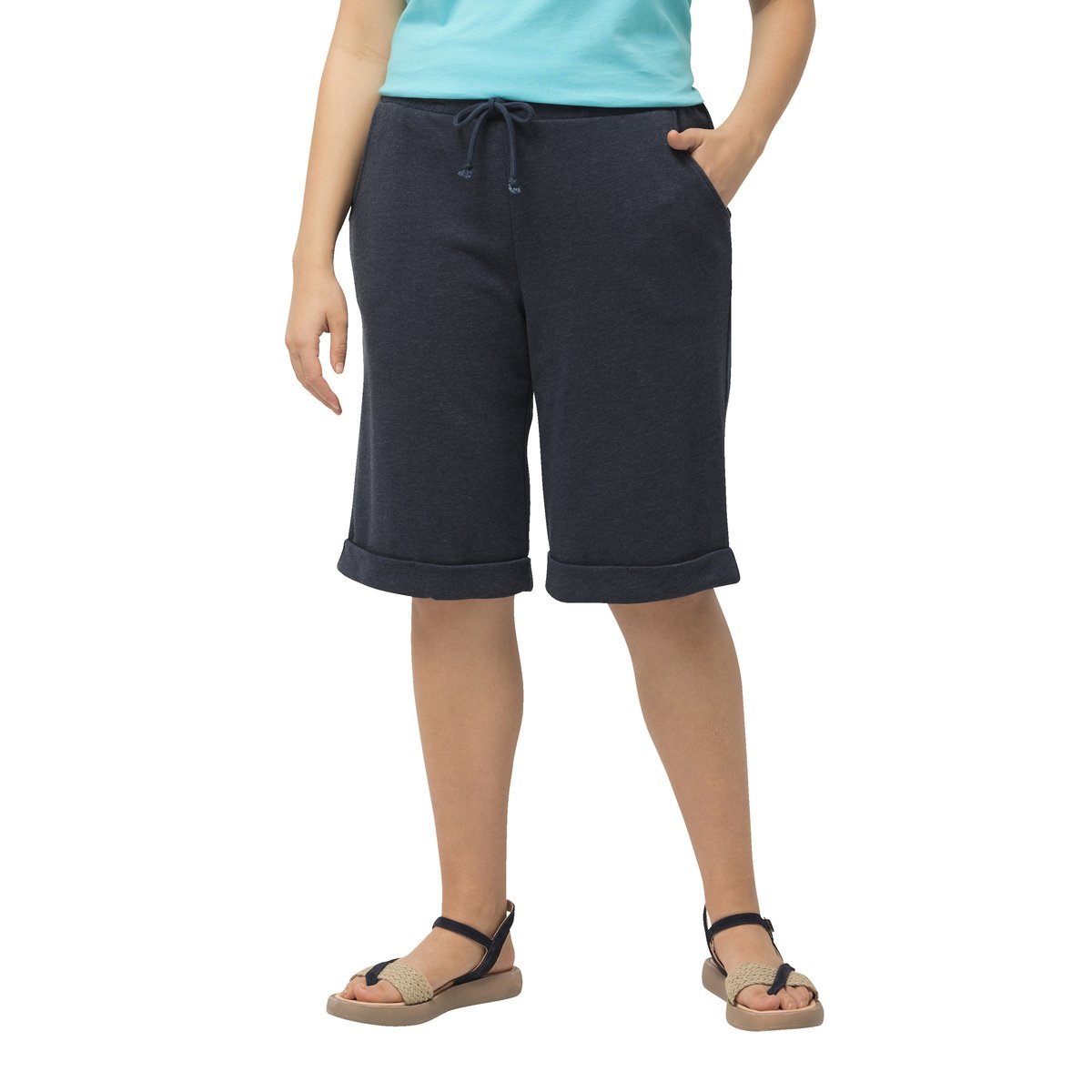 Short Mary en molleton. Taille élastique. marine, ULLA POPKEN