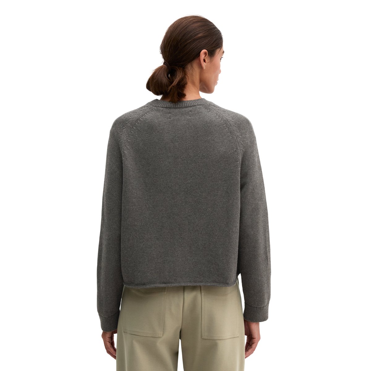 Cardigan coupe classique en coton biologique épais gris, MARC O'POLO
