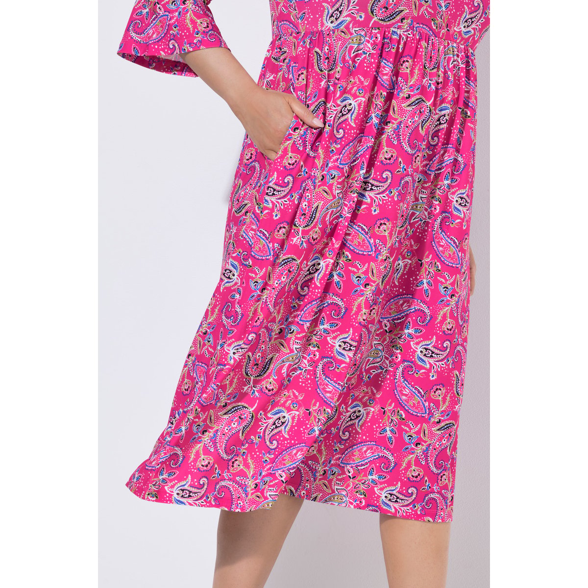 Robe en jersey motif cachemire fuchsia clair, ULLA POPKEN