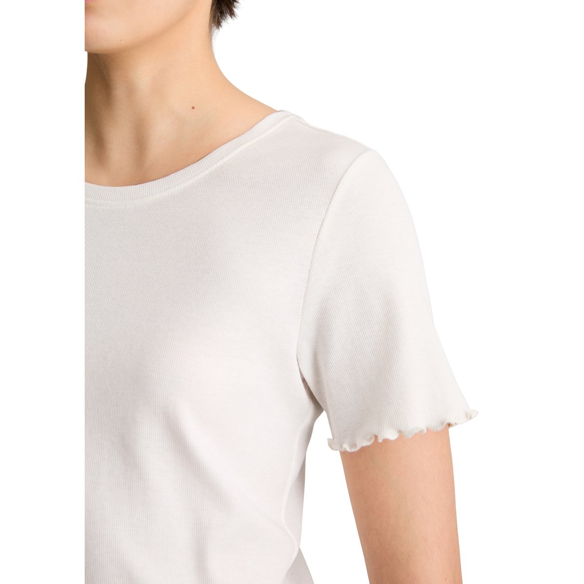 T-shirt slim en jersey stretch de coton bio blanc naturel, MARC O’POLO DENIM