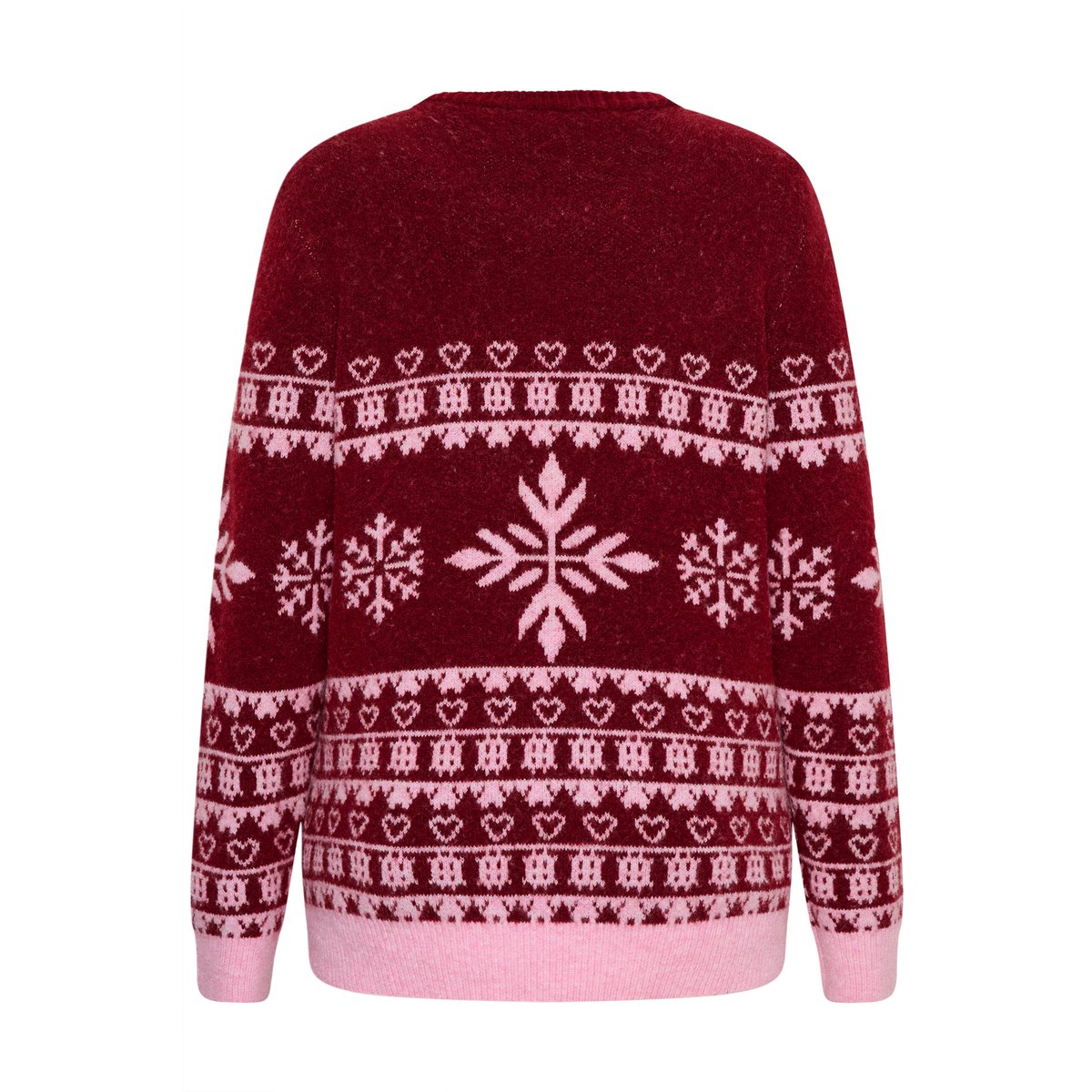 Pull en maille manches longues rouge rose red/pink christmas knit, KAFFE CURVE