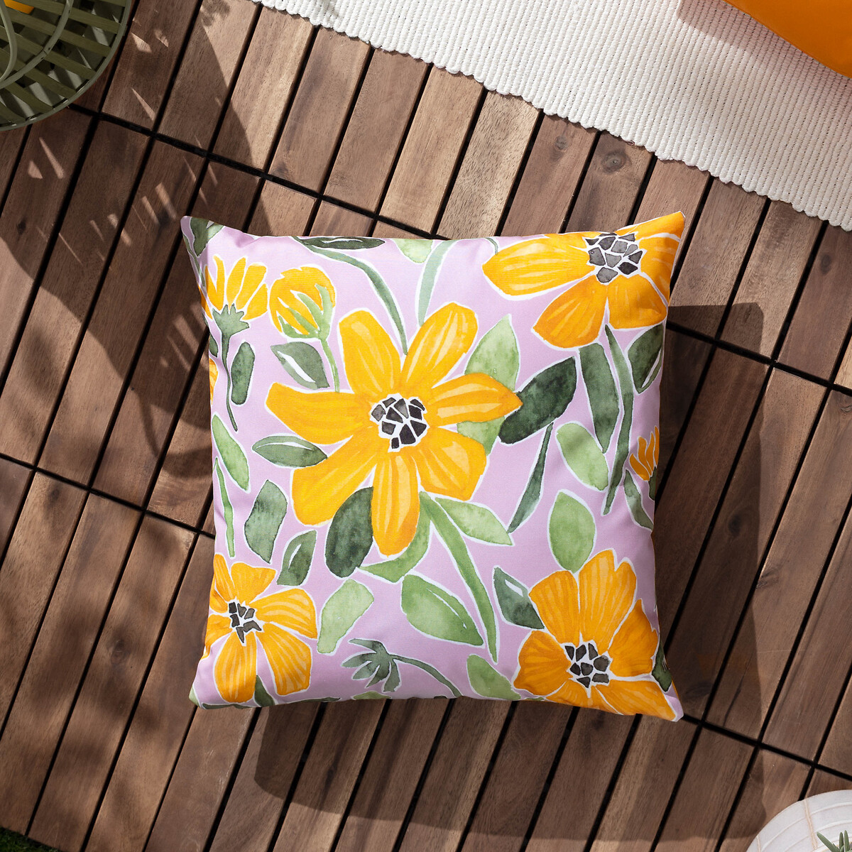 Flowers Outdoor Filled Cushion Purple/Orange purple/orange, WYLDER