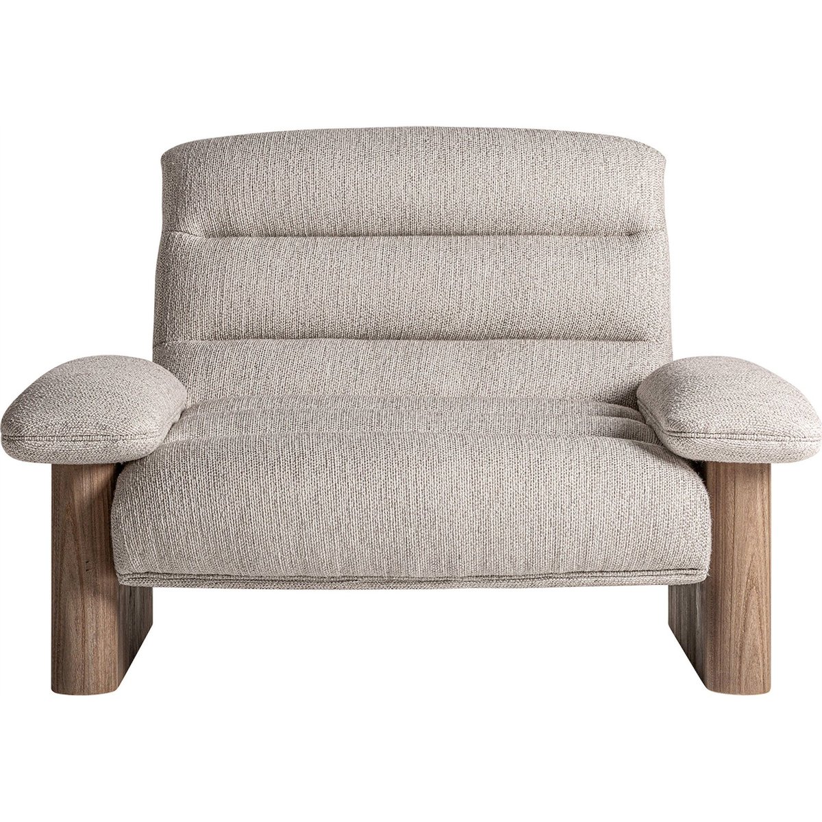 Fauteuil en jacquard, Finition bois vieilli marron vieilli et beige naturel, RECOLLECTION