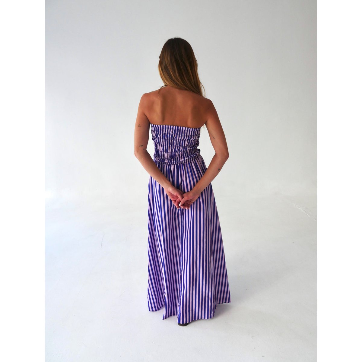 Robe longue bustier rayée EMILY bleu / rose, MINDTRAVELER