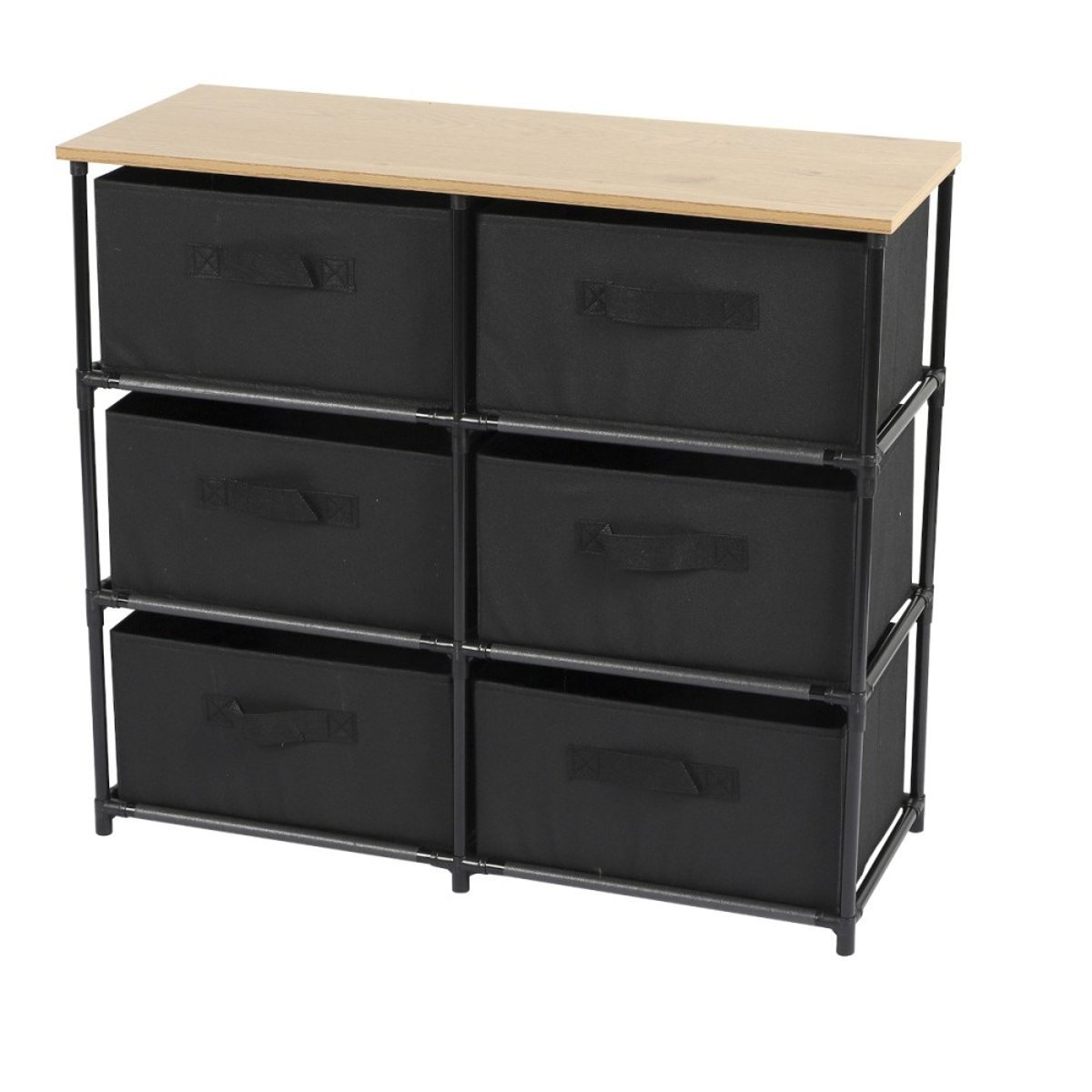 Commode 6 tiroirs intissés noir, DECORATIE