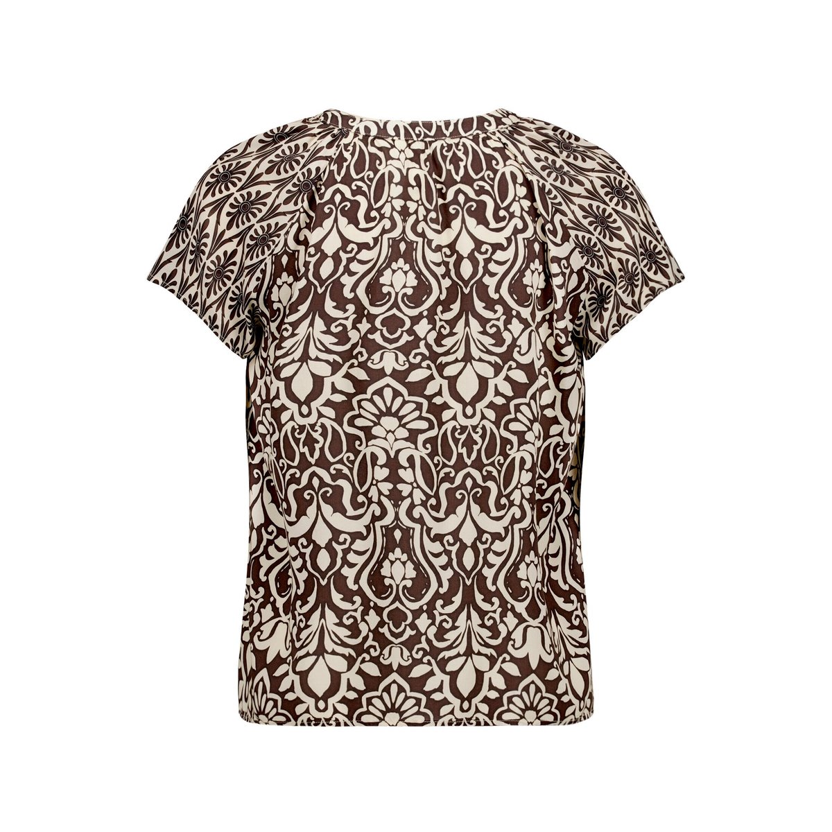 T-shirt façon blouse à ruches patch brown/cream, CARTOON