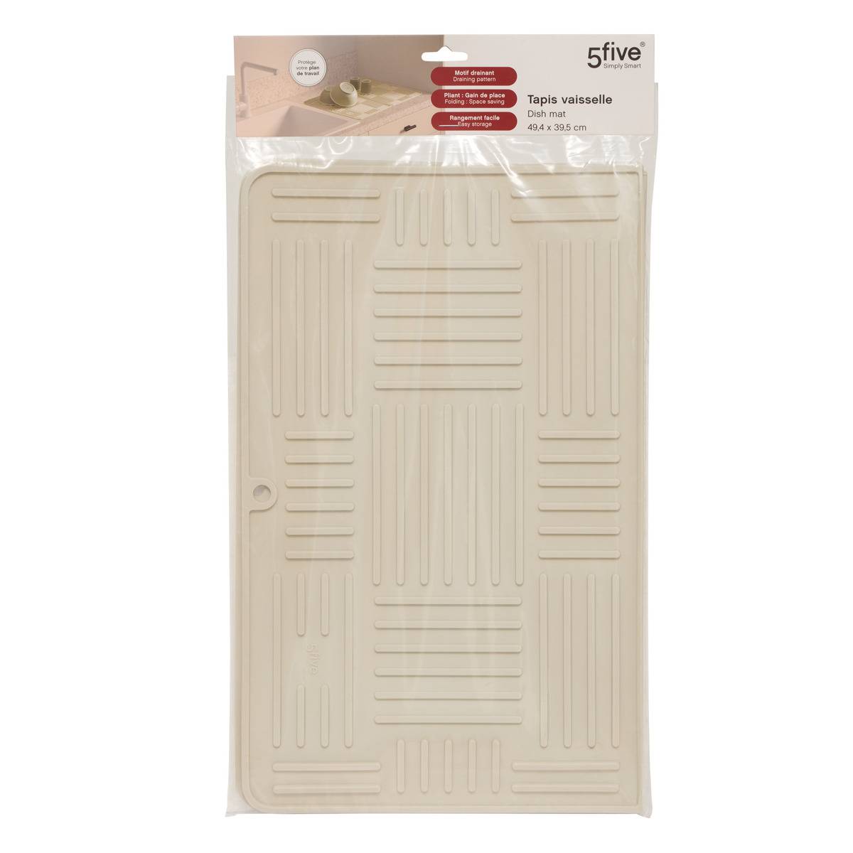 Tapis de vaisselle pliant SILEO beige, 5FIVE SIMPLY SMART