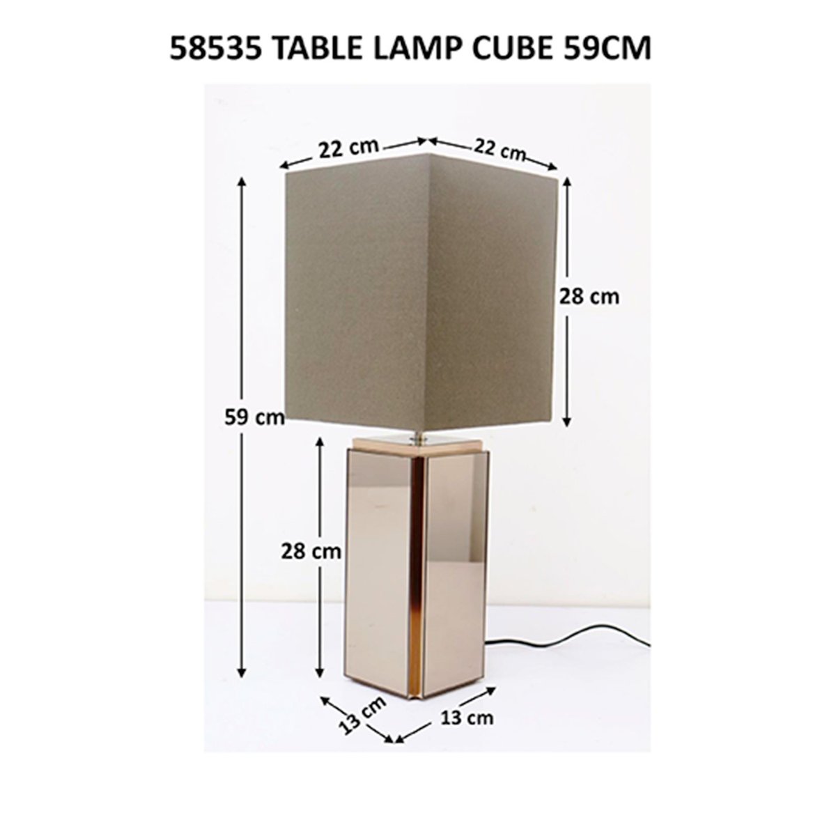 Lampe en coton et verre miroir, CUBE marron, KARE DESIGN