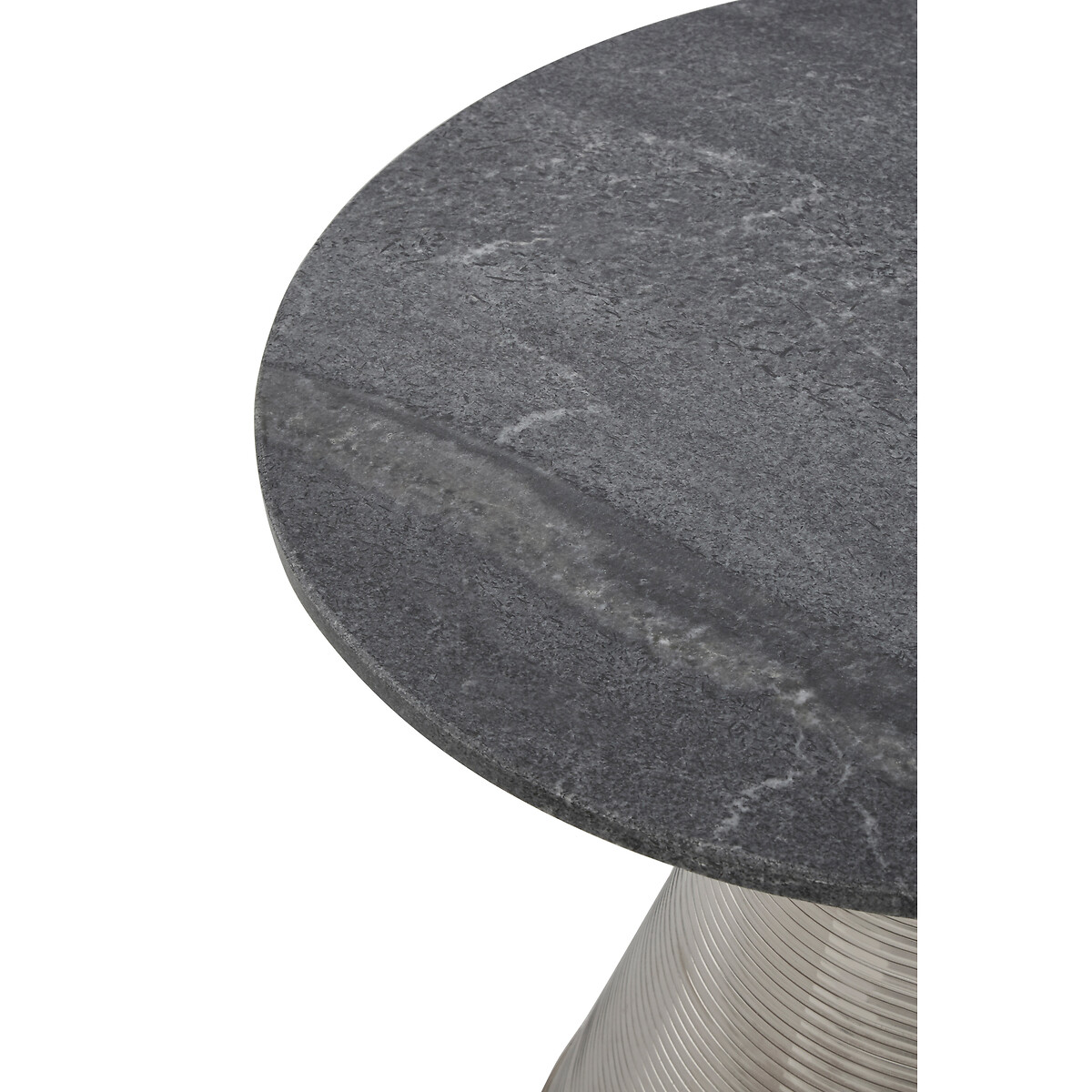 Table with Grey Marble Top and Silver Finish Base silver-coloured, FIFTY FIVE SOUTH