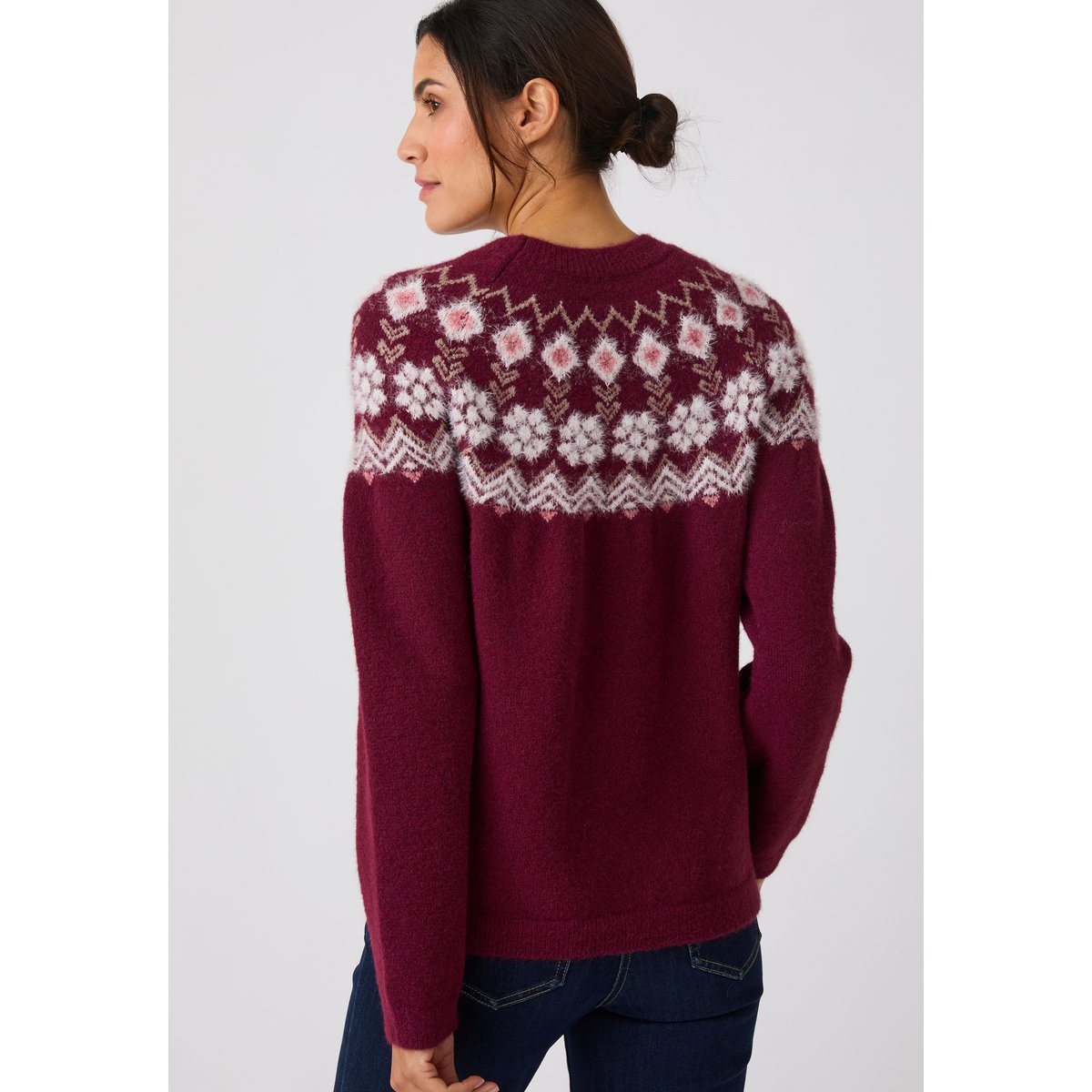 Pull jacquard Thermolactyl rouge bordeaux, DAMART