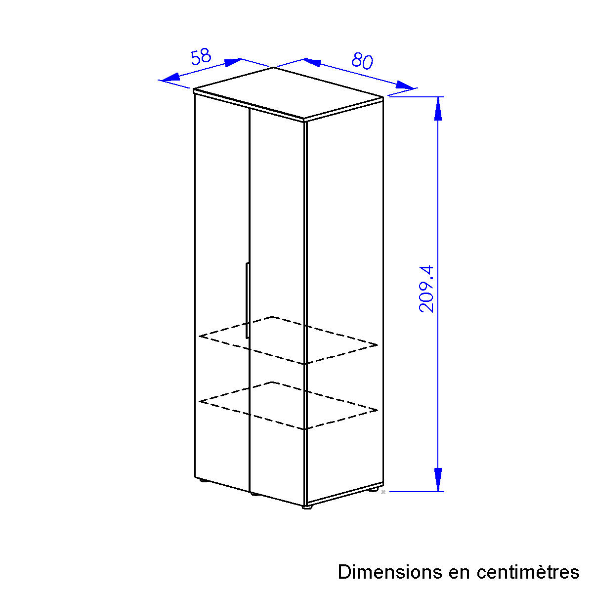Armoire 2 portes avec penderie et étagères marron, GAMI