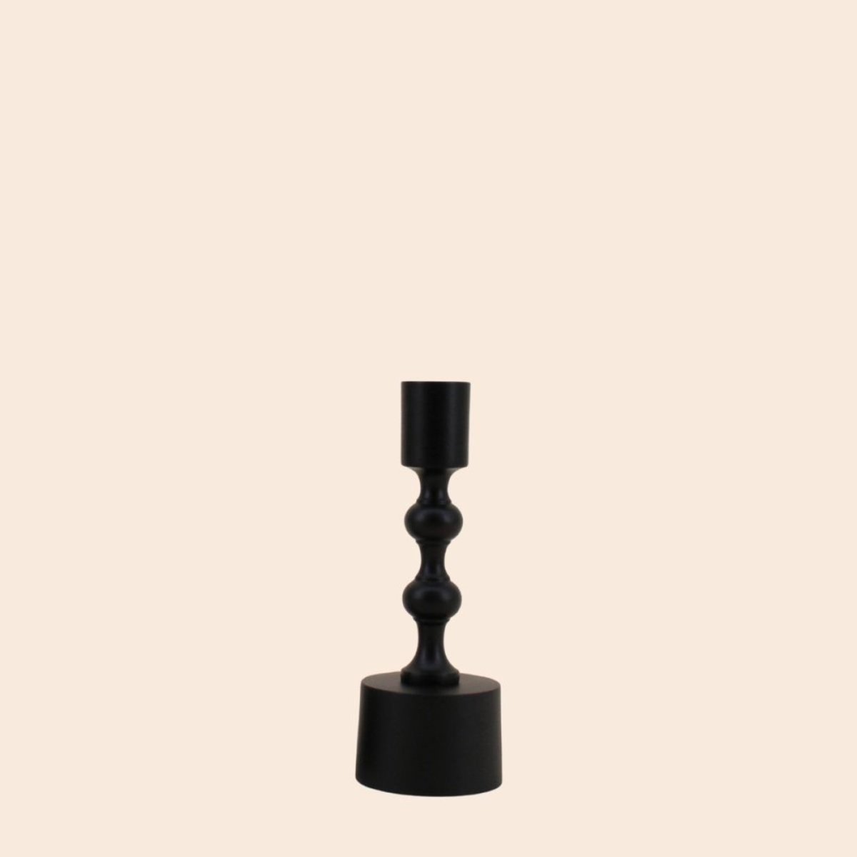 Bougeoir laqué 16cm noir, ORNAMI