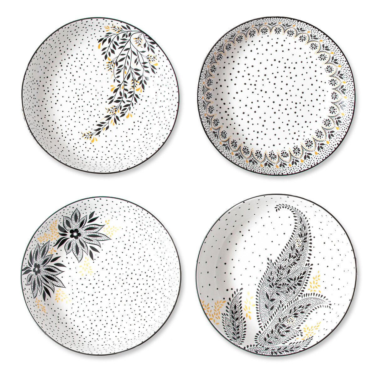 Set of 4 Artisanne Noir Pasta Bowls white, SARA MILLER