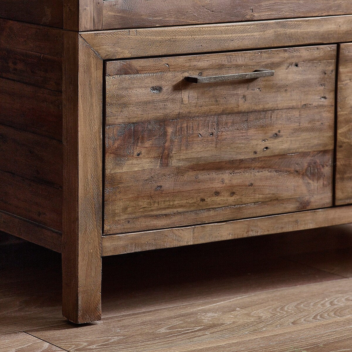 Ember Reclaimed Wood 2 Door Wardrobe rustic dark wood, SO'HOME