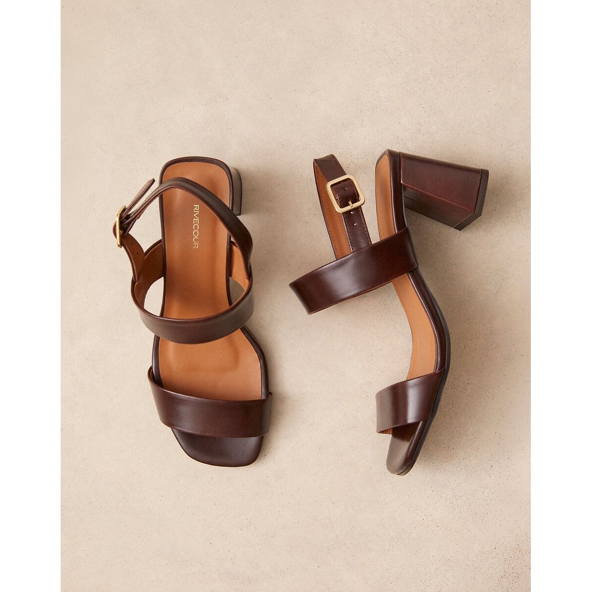 Sandales trotteur en cuir n°624 chocolat, RIVECOUR