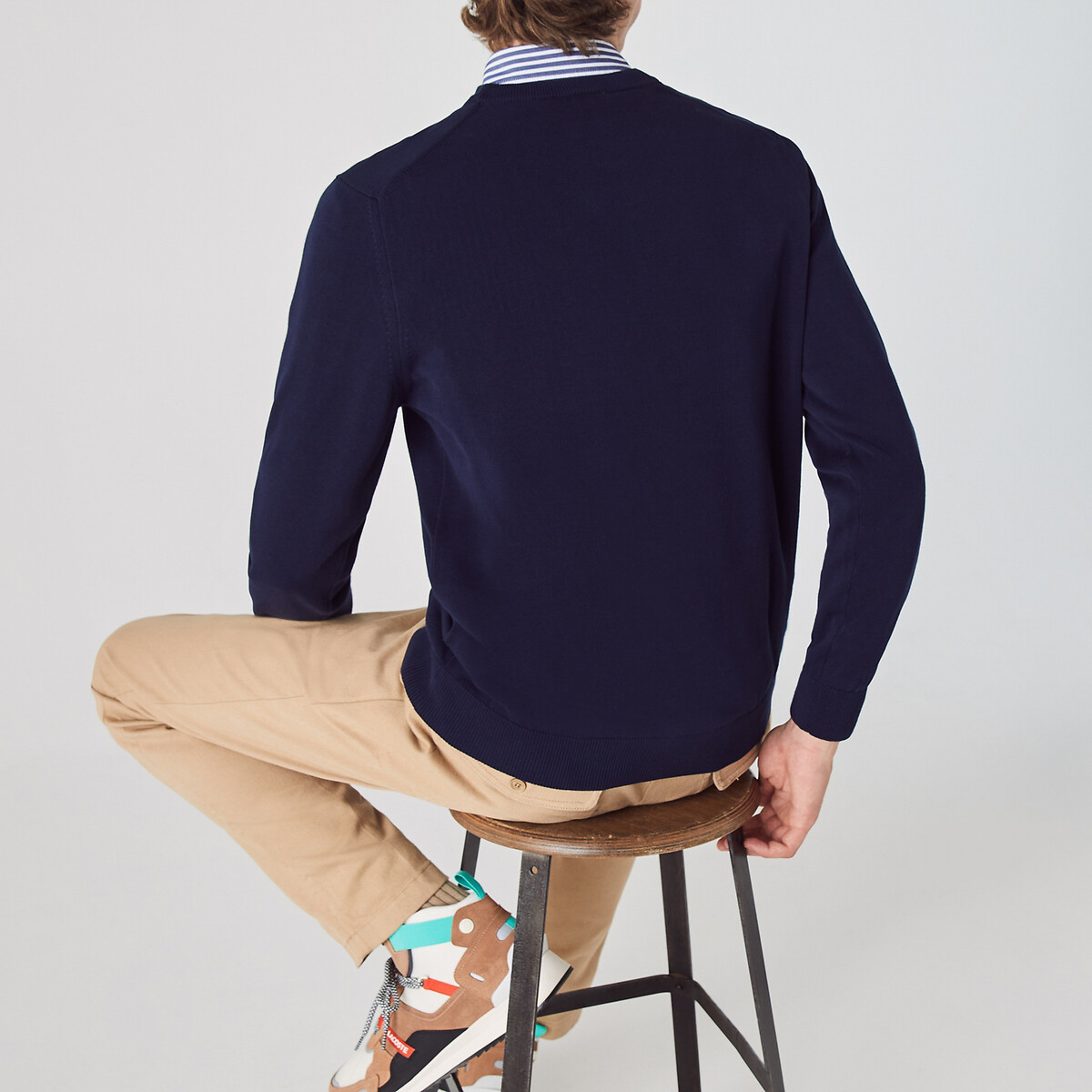 Organic Cotton Jumper with Crew Neck navy blue, LACOSTE