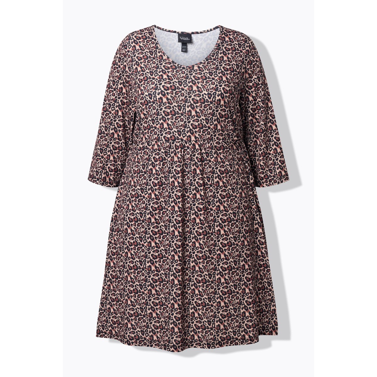 T-shirt long, décolleté en V et manches 3/4 noir, ULLA POPKEN