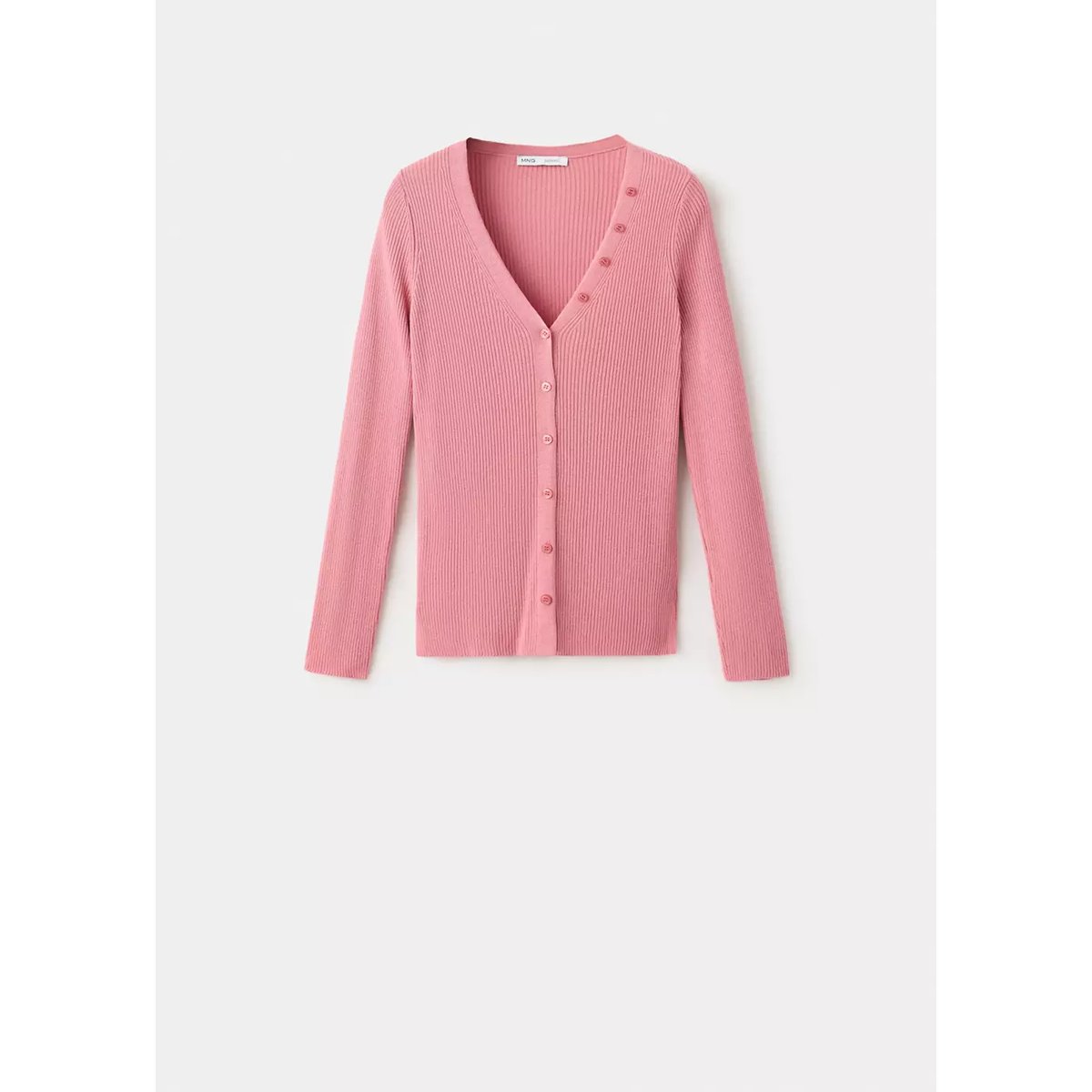 Cardigan côtelé boutons rose clair, MANGO