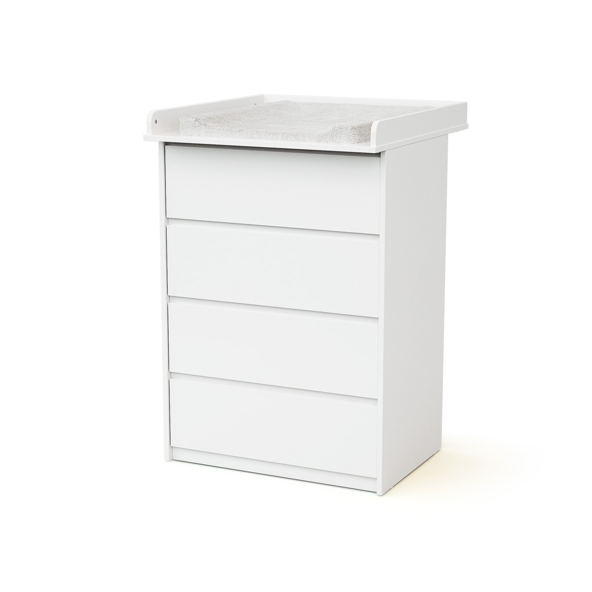 Commode bébé 4 tiroirs en bois avec plan à langer en bois 70 cm UNO blanc, WEBABY