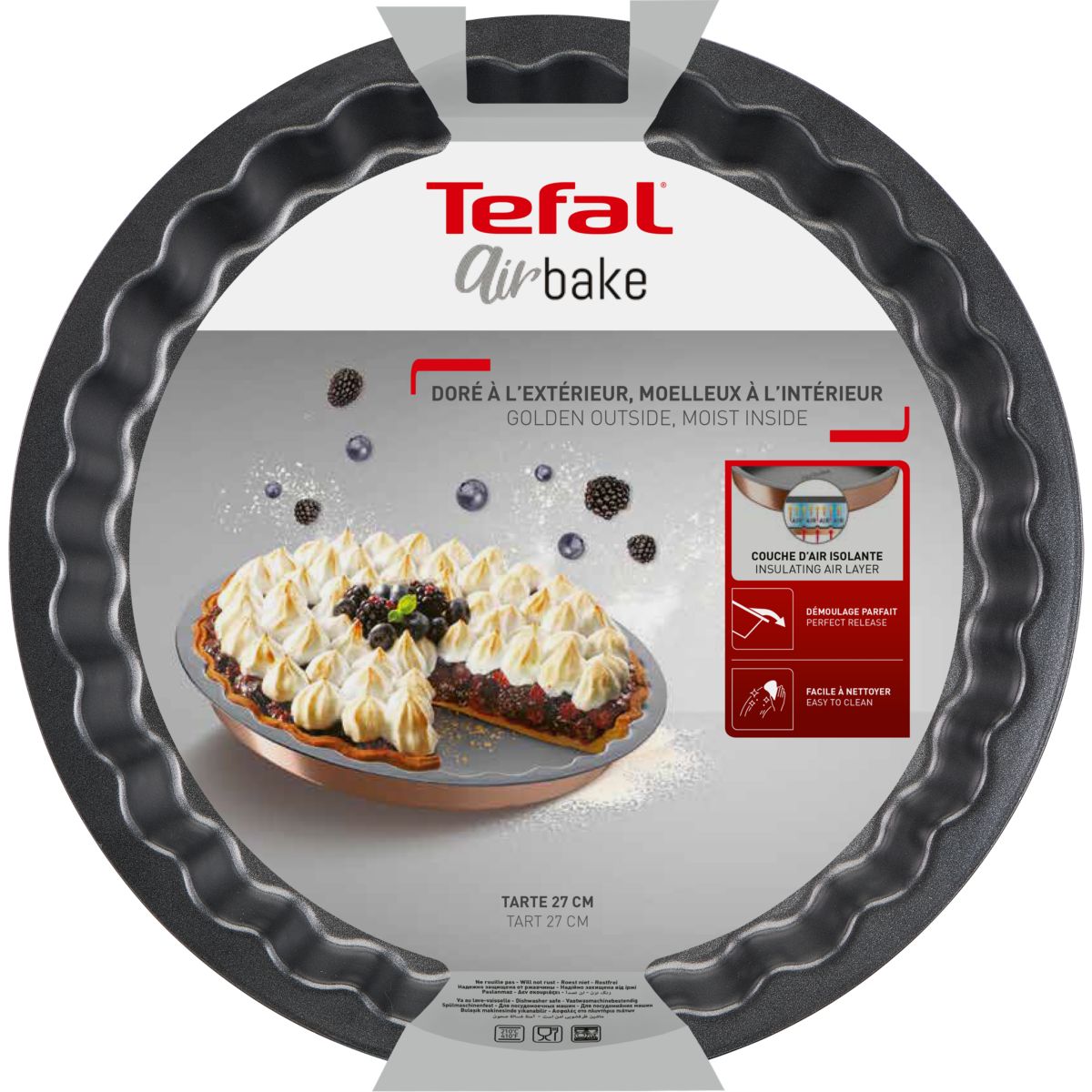 Moule à tarte Airbake diam 27 cm gris, TEFAL