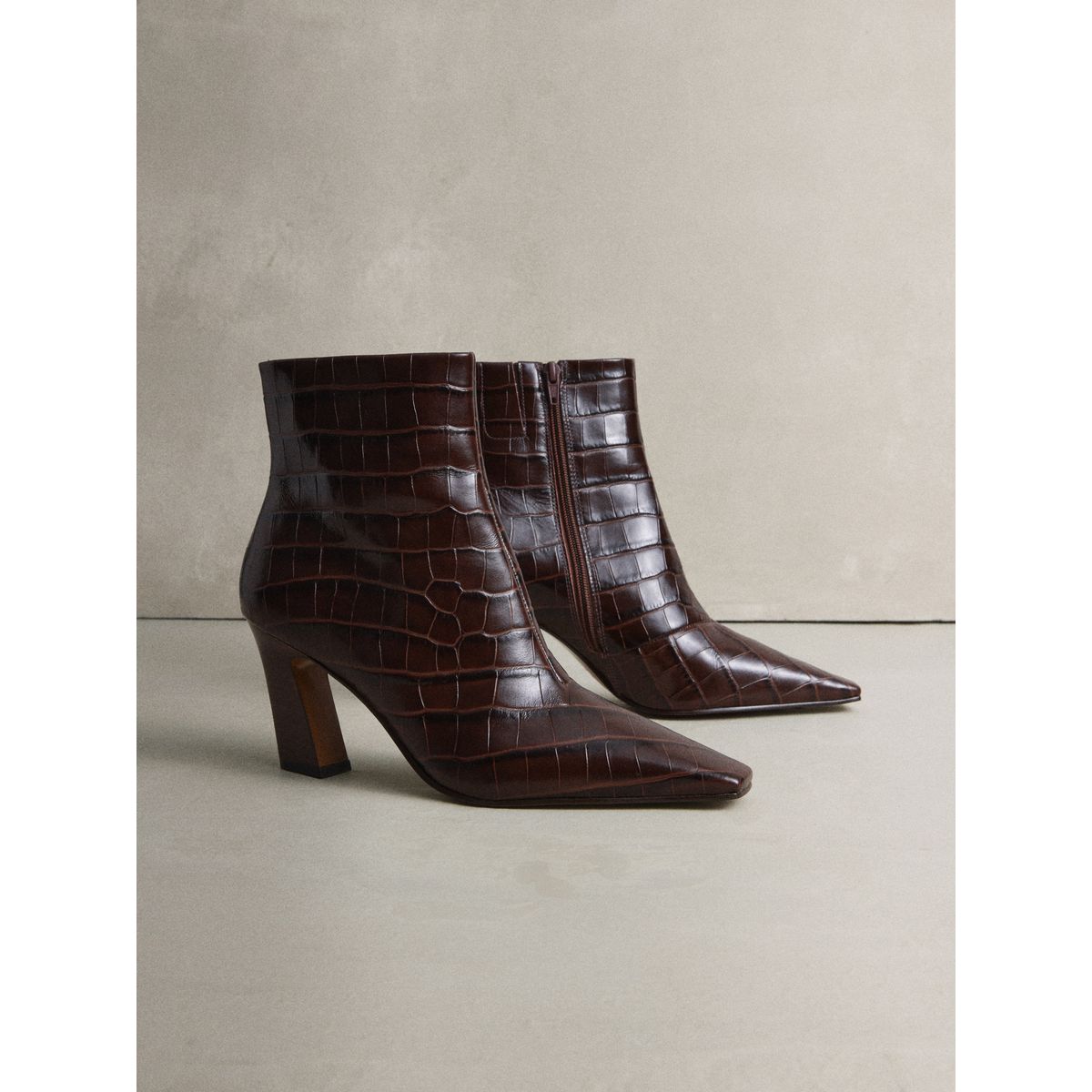 Bottines plates à bout ciselé n. premium cuir imprimé serpent, NEXT