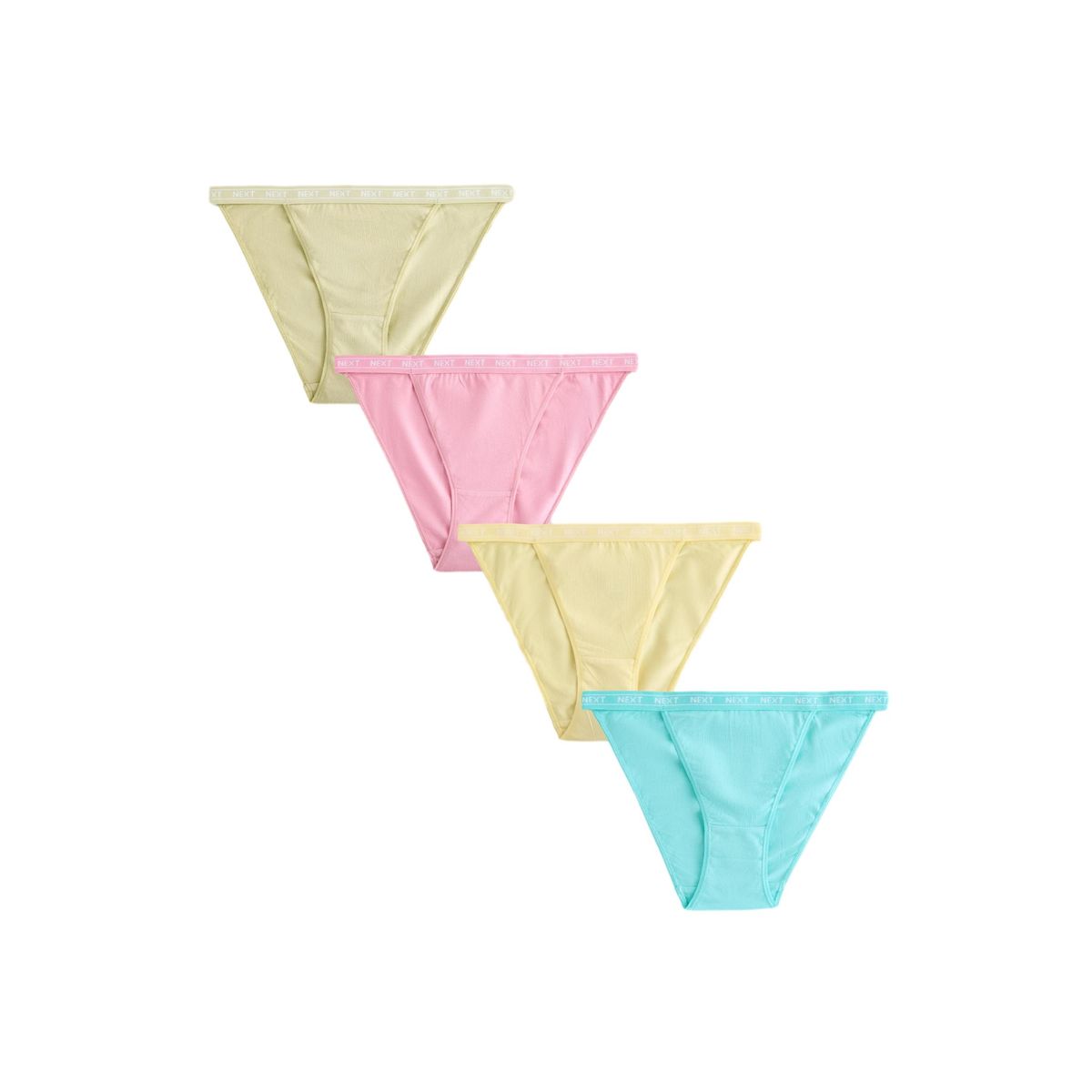 Culotte en coton à logo, lot de 4 rose/jaune/bleu/vert, NEXT