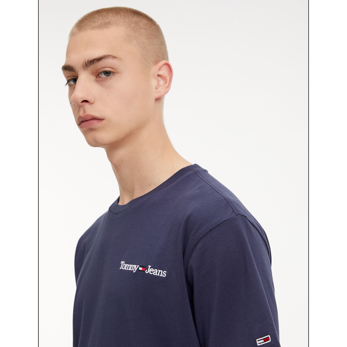 T-shirt colord logo ricamo al petto blu marino, TOMMY JEANS