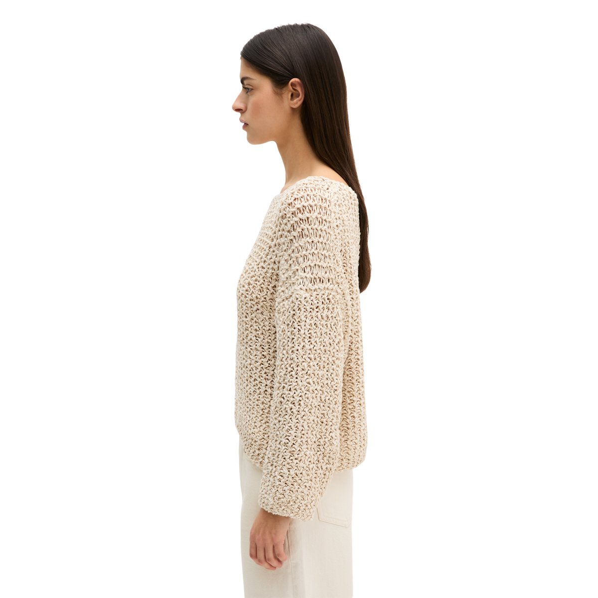 Pull loose cropped en coton organique mélangé Club gris clair, MARC O'POLO