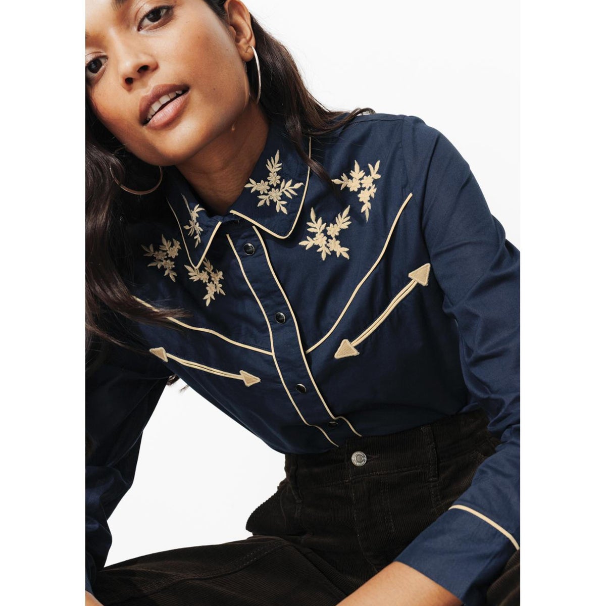 Chemise western imprimée bleu, PROMOD