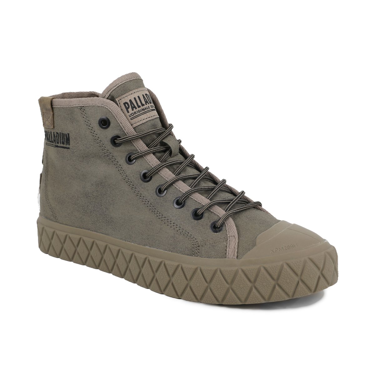 Baskets montantes en coton PALLA ACE PINE WAX vert-dusky green, PALLADIUM