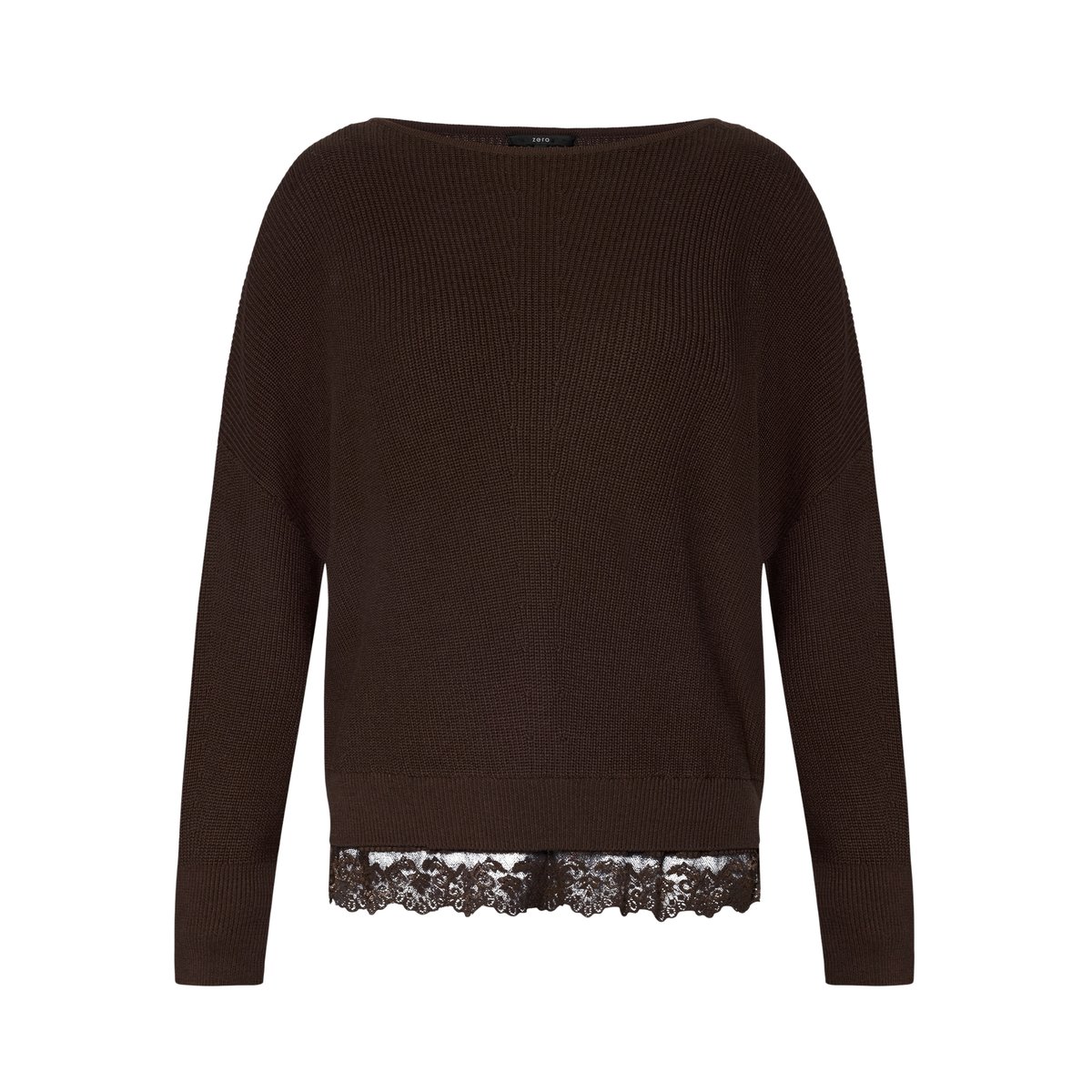 Pull-over en maille à bordure en dentelle chocolate plum, ZERO