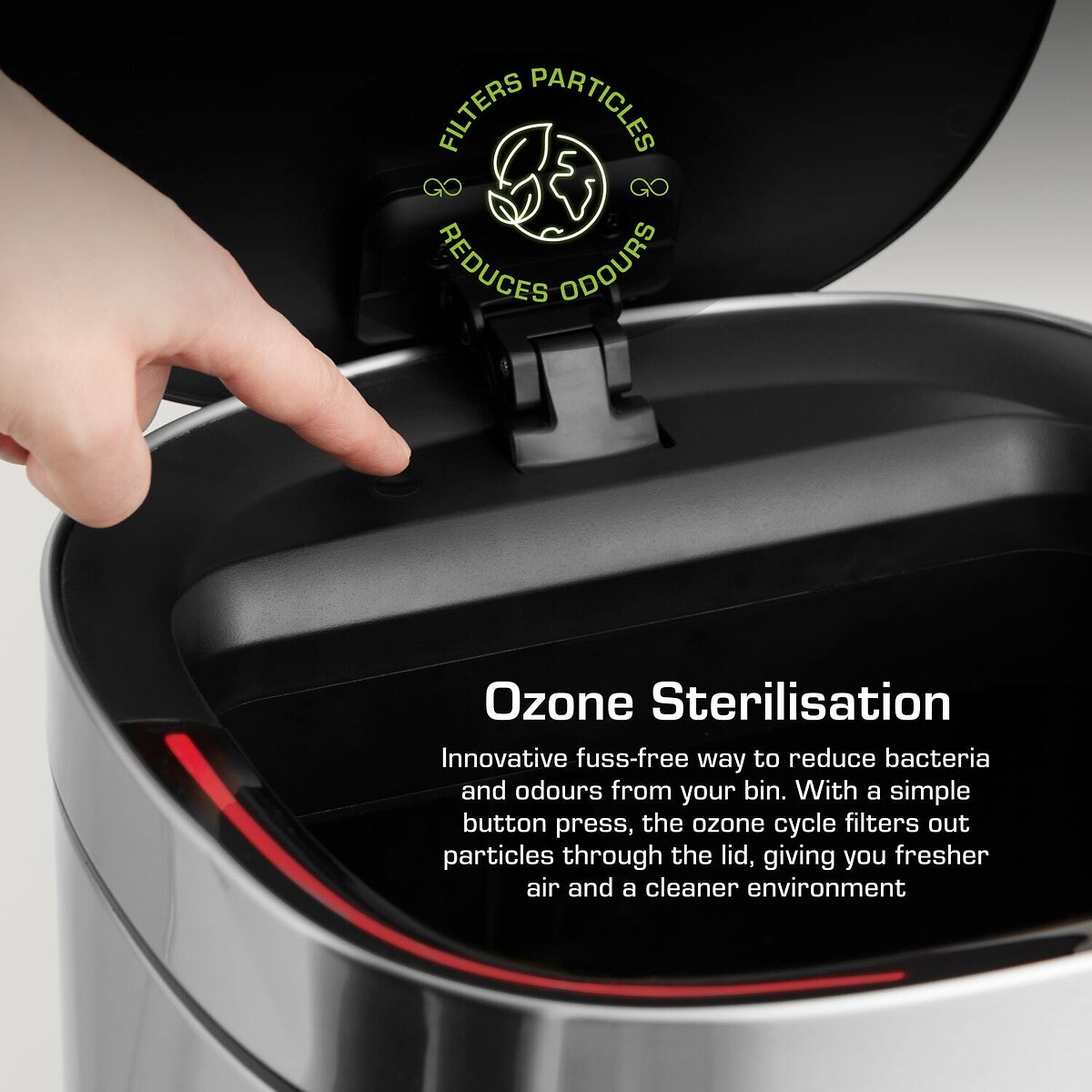 30L Square Sensor Bin silver-coloured, SWAN