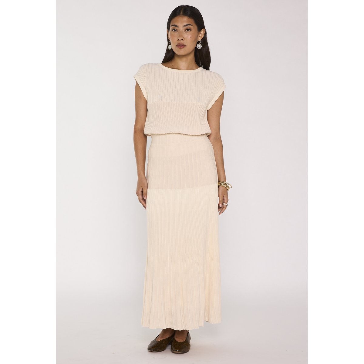 Jupe fluide en maille VANESSA creme, Maison 123