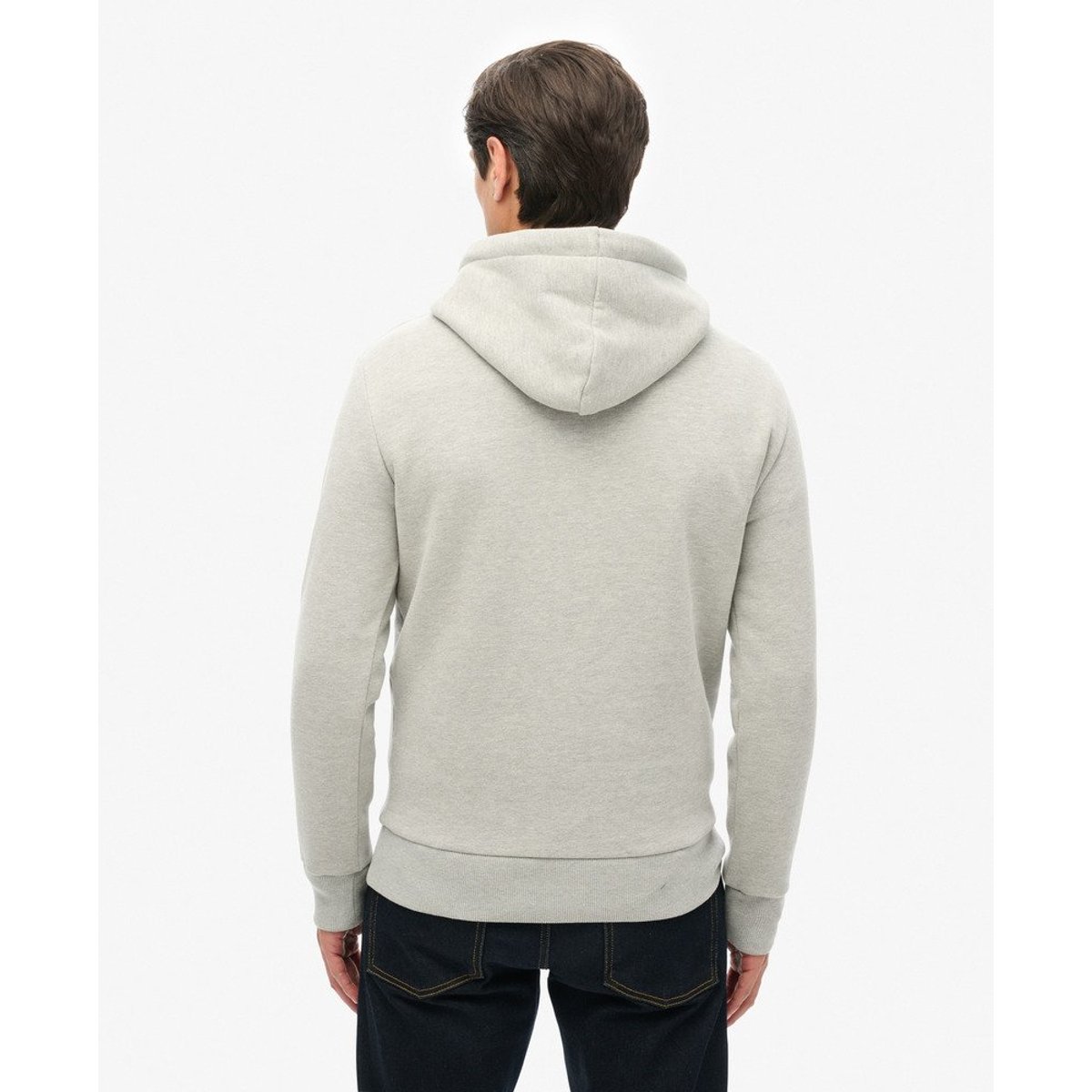 Sweat à capuche à logo en relief pierre ponce beige chiné, SUPERDRY