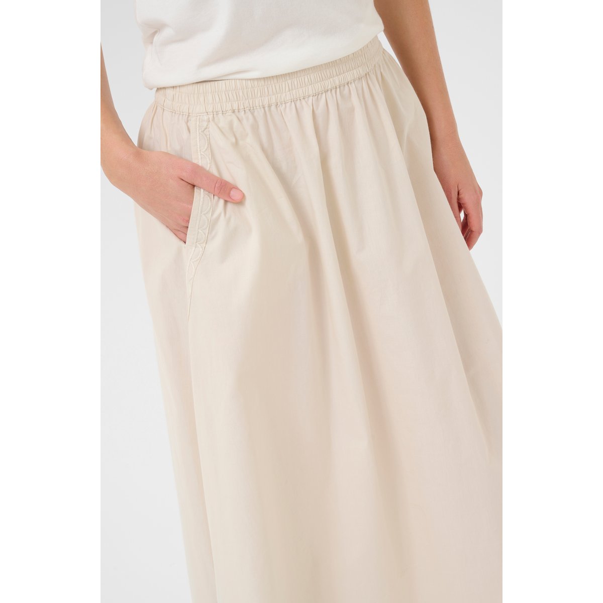 Skirt beige oatmeal, CREAM