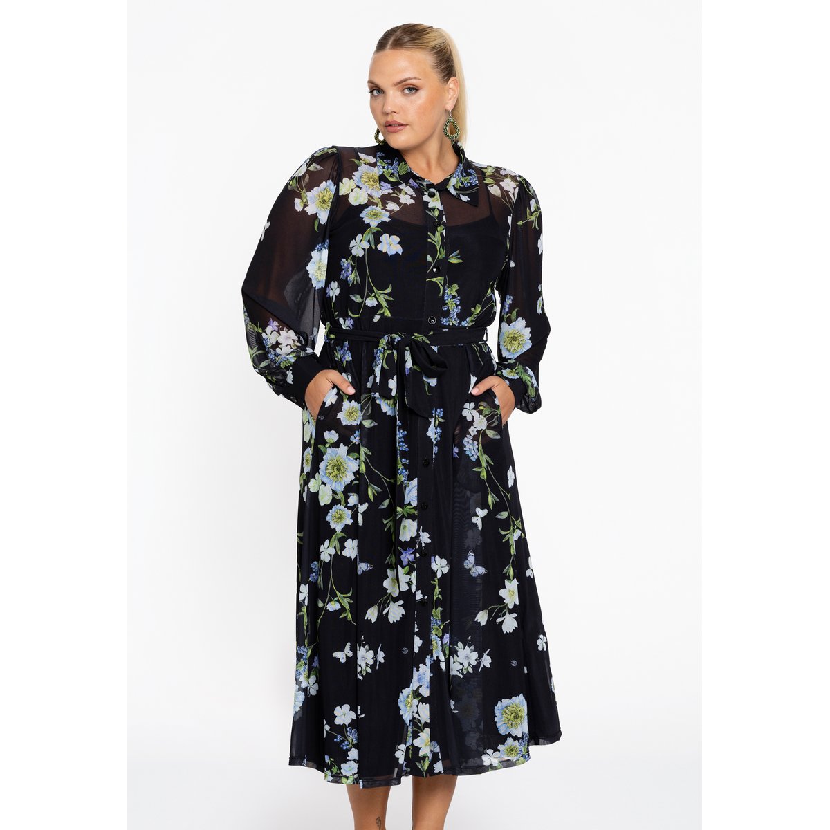 Robe imprimé / imprimée floral noir, YOEK