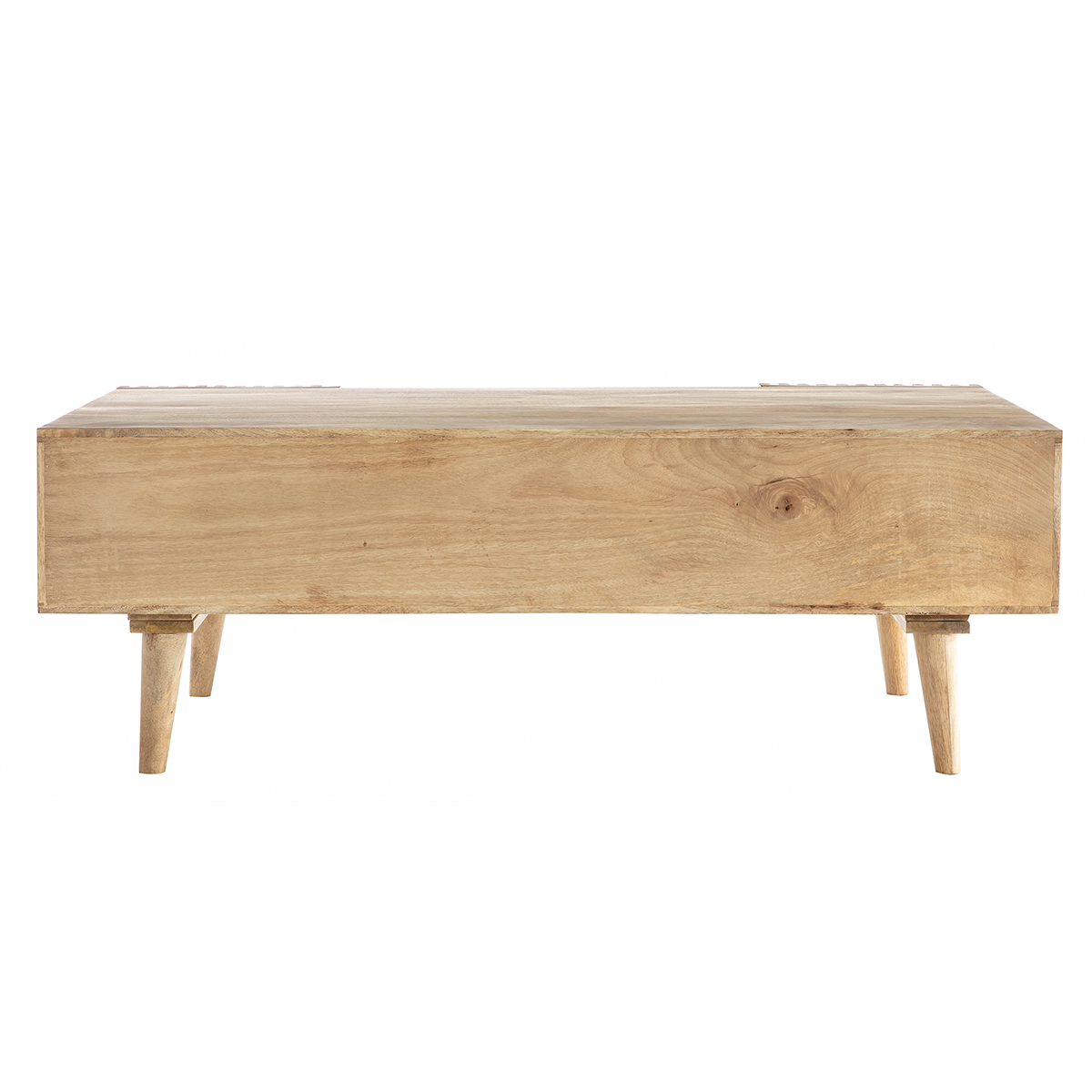 Table basse avec portes coulissantes bois manguier massif ALBA naturel, MILIBOO