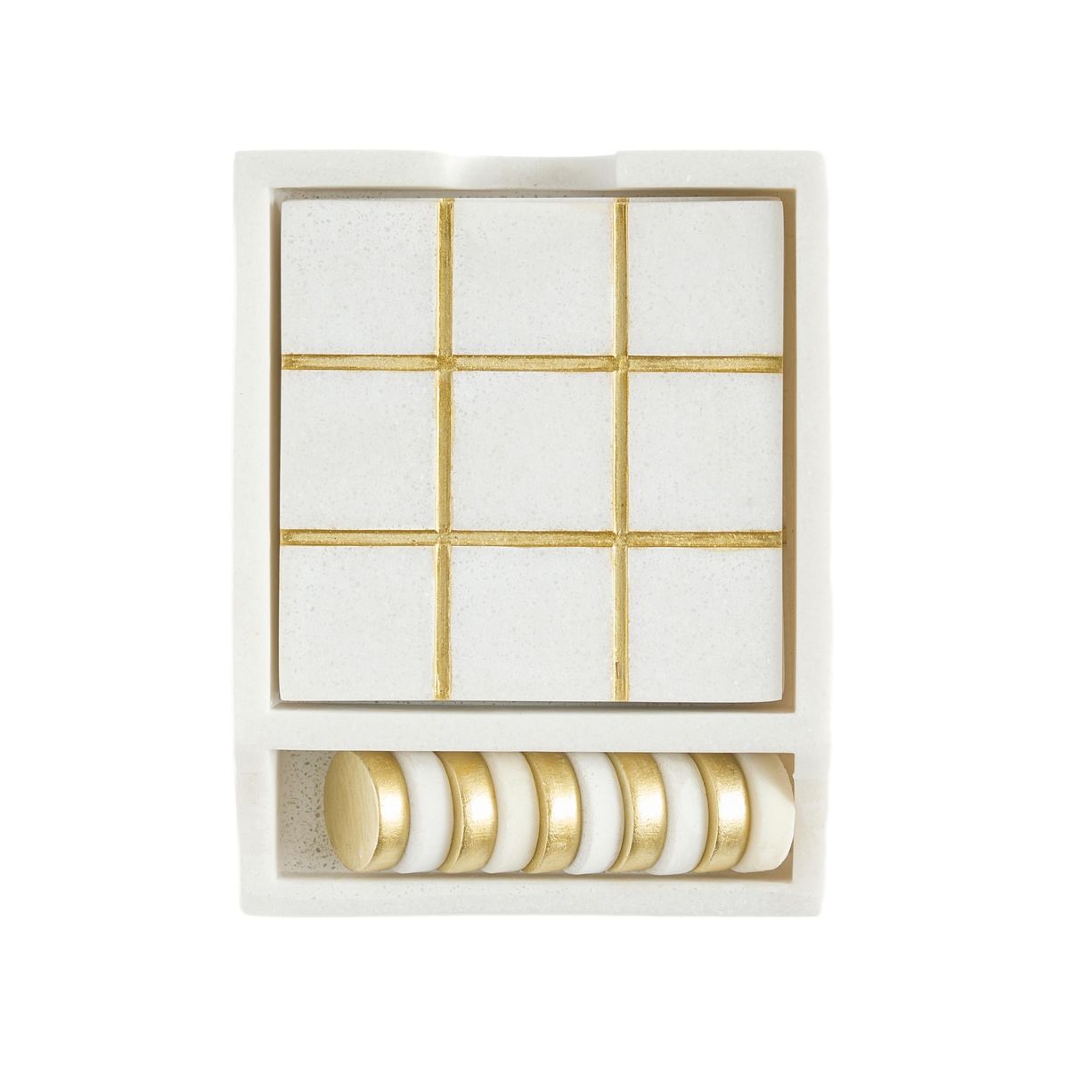 Lot de 4 sous-verres jeu morpion blanc/or, NEXT