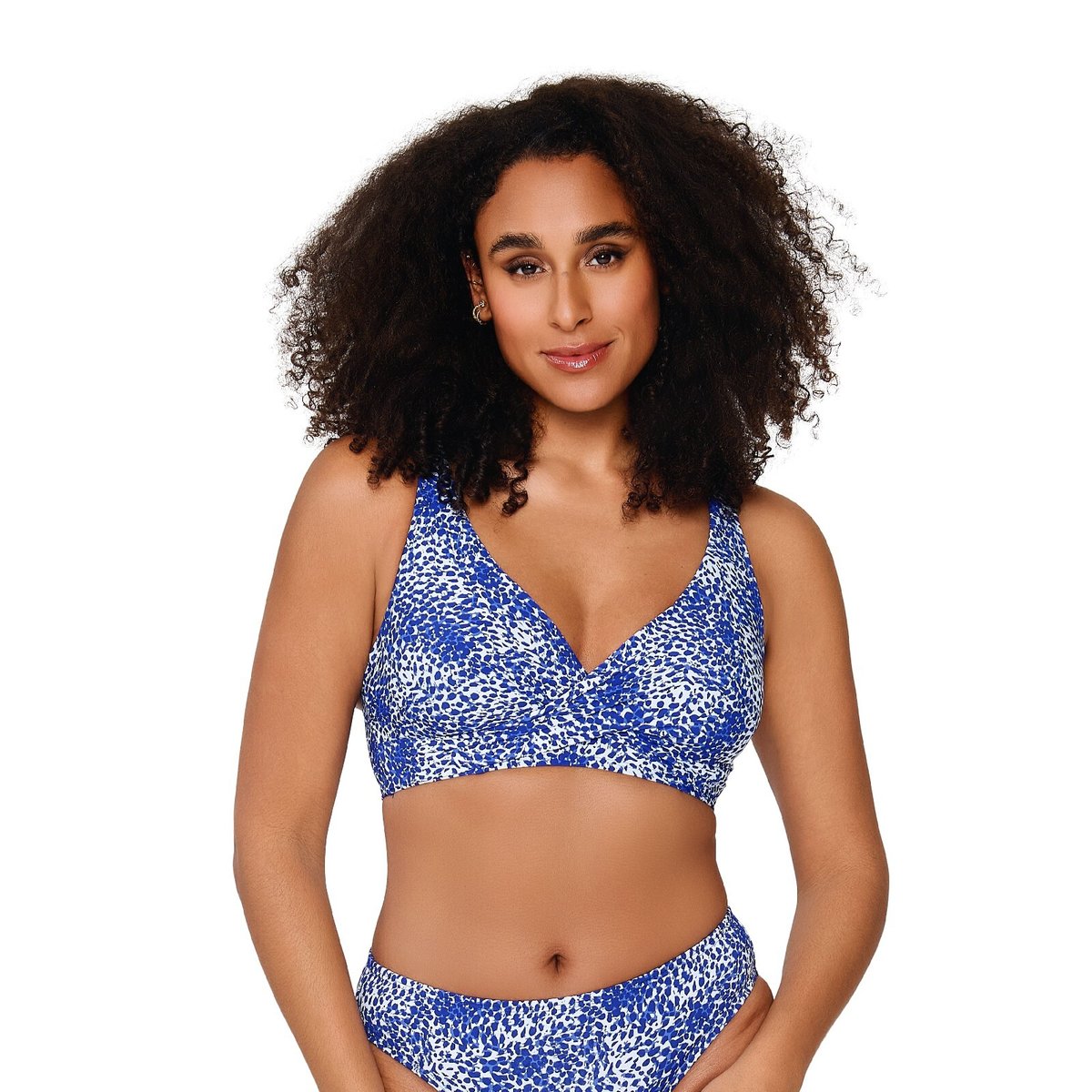 Haut de maillot de bain imprimé bleu blanc, LINGADORE